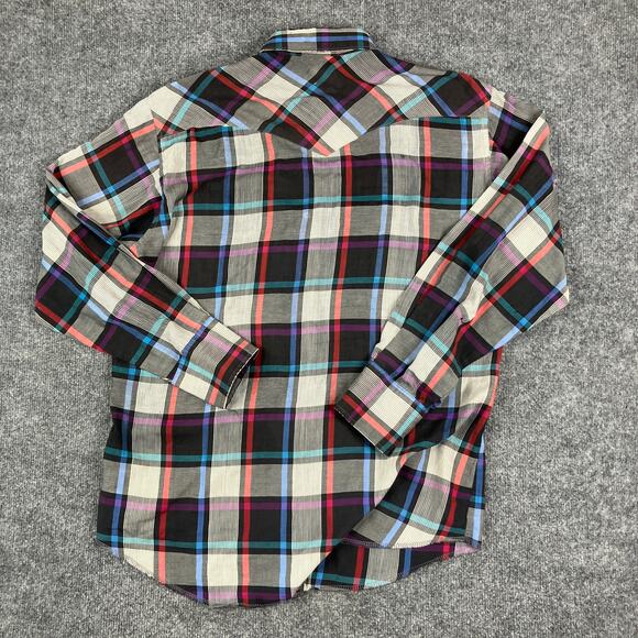 Wrangler Pearl Snap Shirt Mens Size 16x34 Plaid Cowboy Cut Western Multicolor - Picture 7 of 8